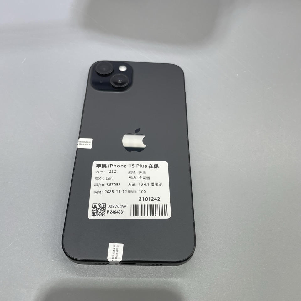验机编号2101242 苹果 iPhone 15 Plus 在保 128G 黑色国行全网通系统18.4.1电池100 3600元